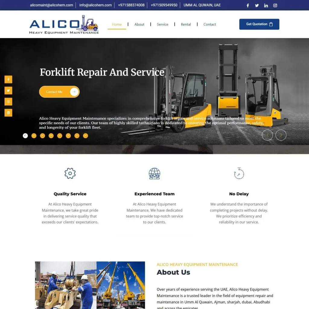 Alico Heavy Equipment website