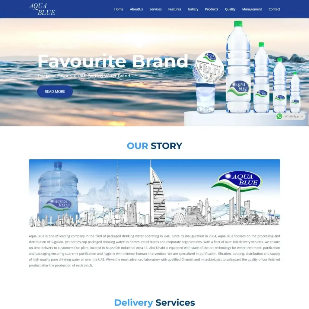 Aqua Blue Bottled Drinking Water website